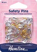 48 safety pins, black assorted sizes